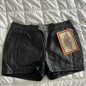 Harley-Davidson Black Leather Shorts